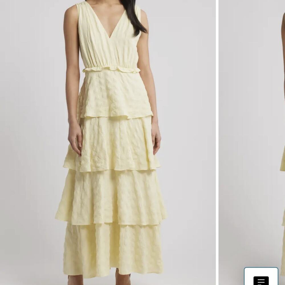 Chelsea 28 Floral Tiered Maxi Dress In Pastel Yellow Size M